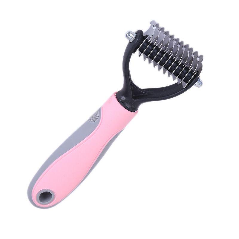 Scraper dog trimmer for tangles removes dead blue hair - pink