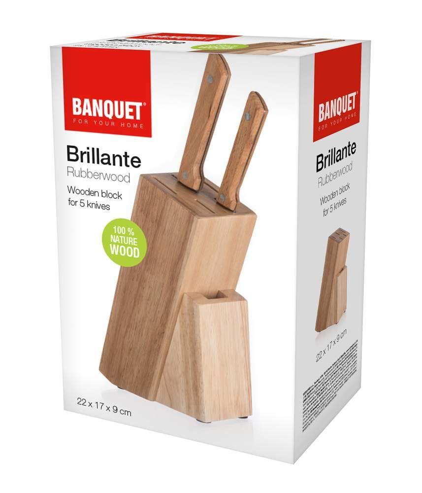 Wooden stand for 5 knives + scissors Brillante 22x17x9 cm