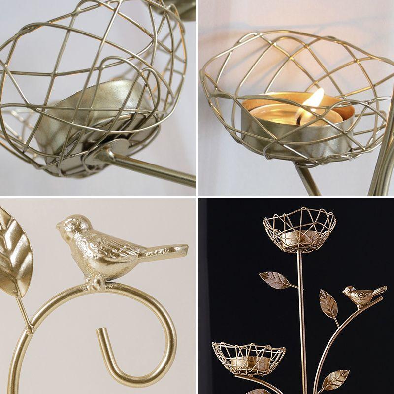 Złoty świecznik dekoracyjny- trzy koszyczki