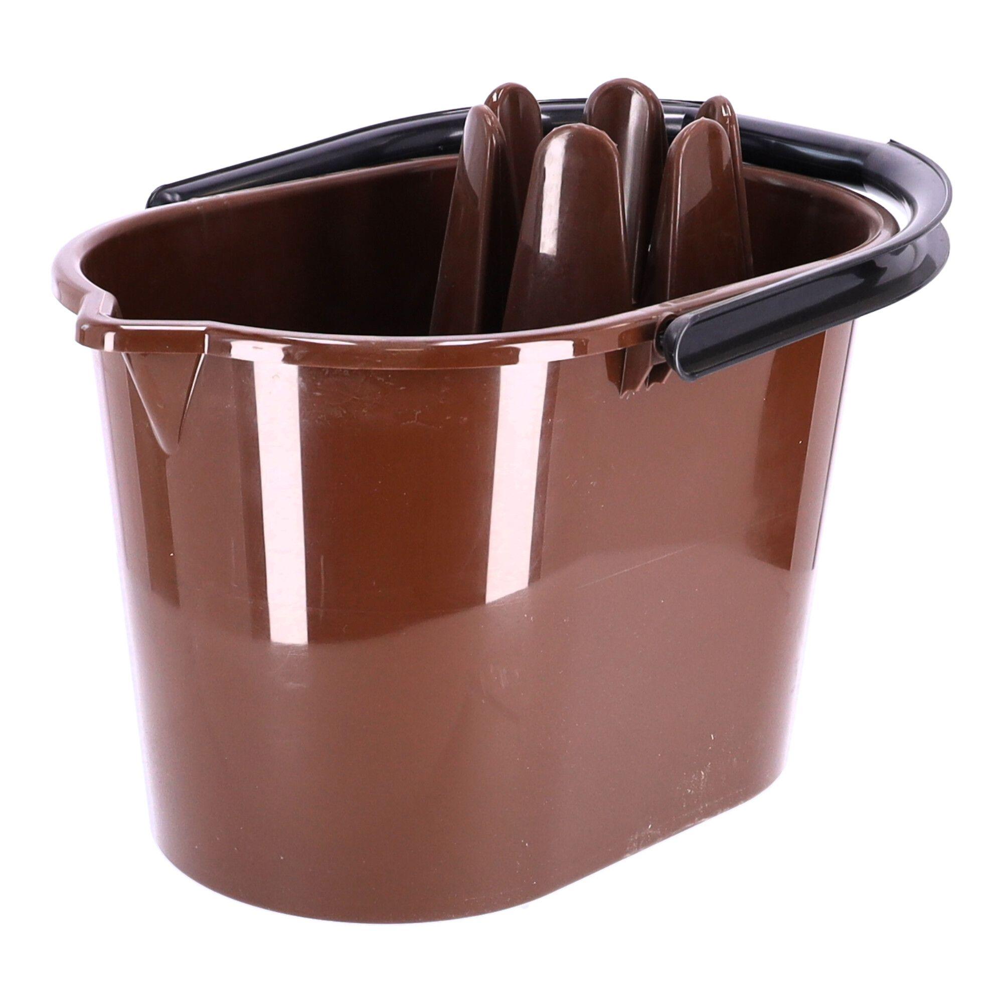 Mop bucket with squeezer, POLISH PRODUCT - brown