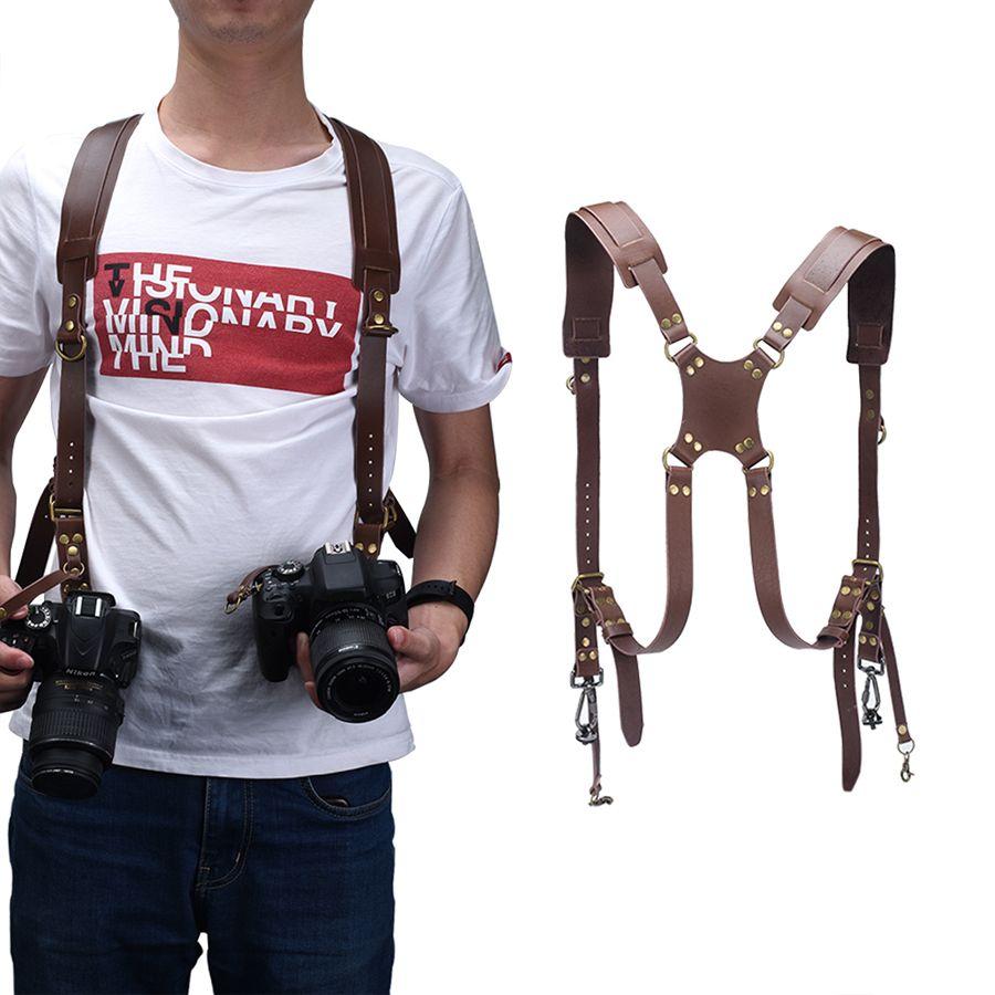 Leather photo harness - brown