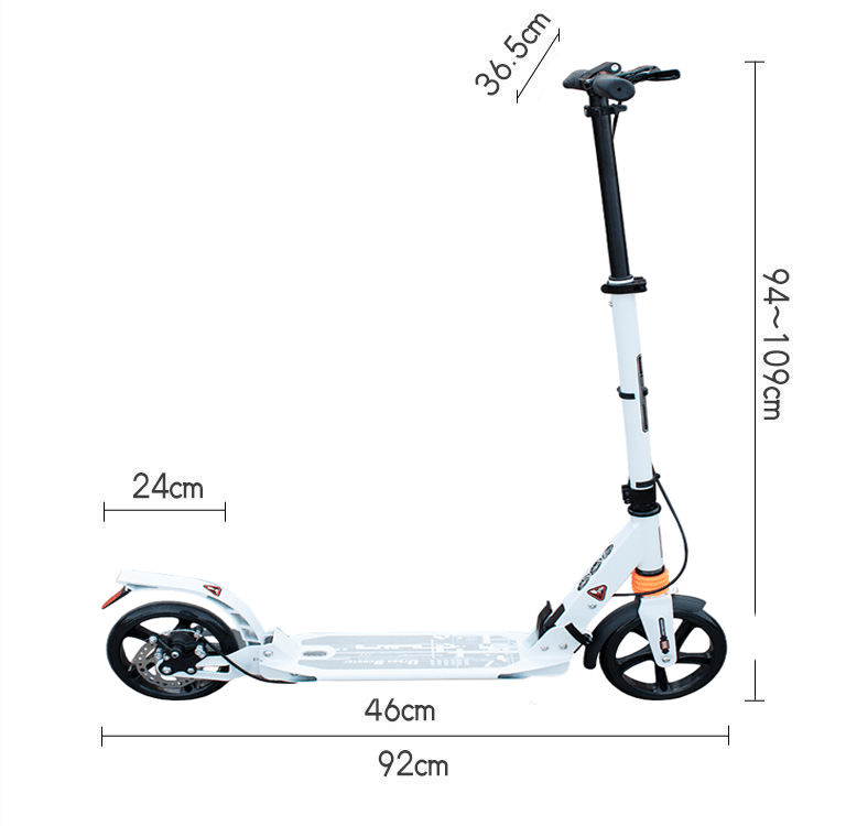Scooter folding children and youth large wheels - white