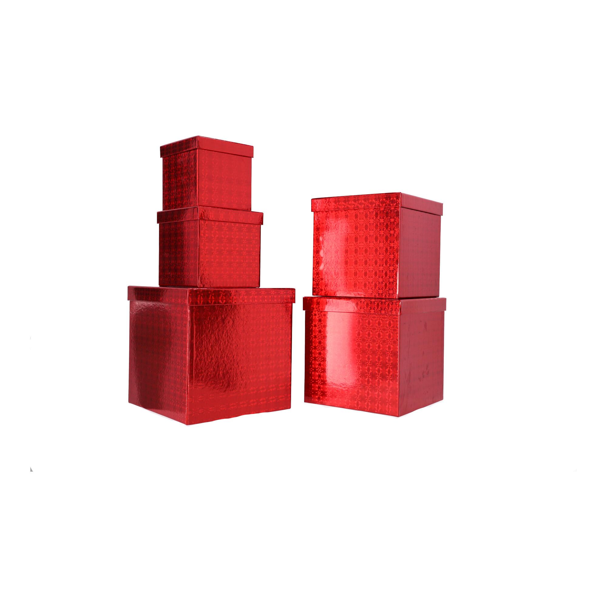 Present boxt square red 24,5x24,5 cm