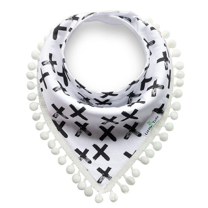 Baby scarf with pompoms - cross