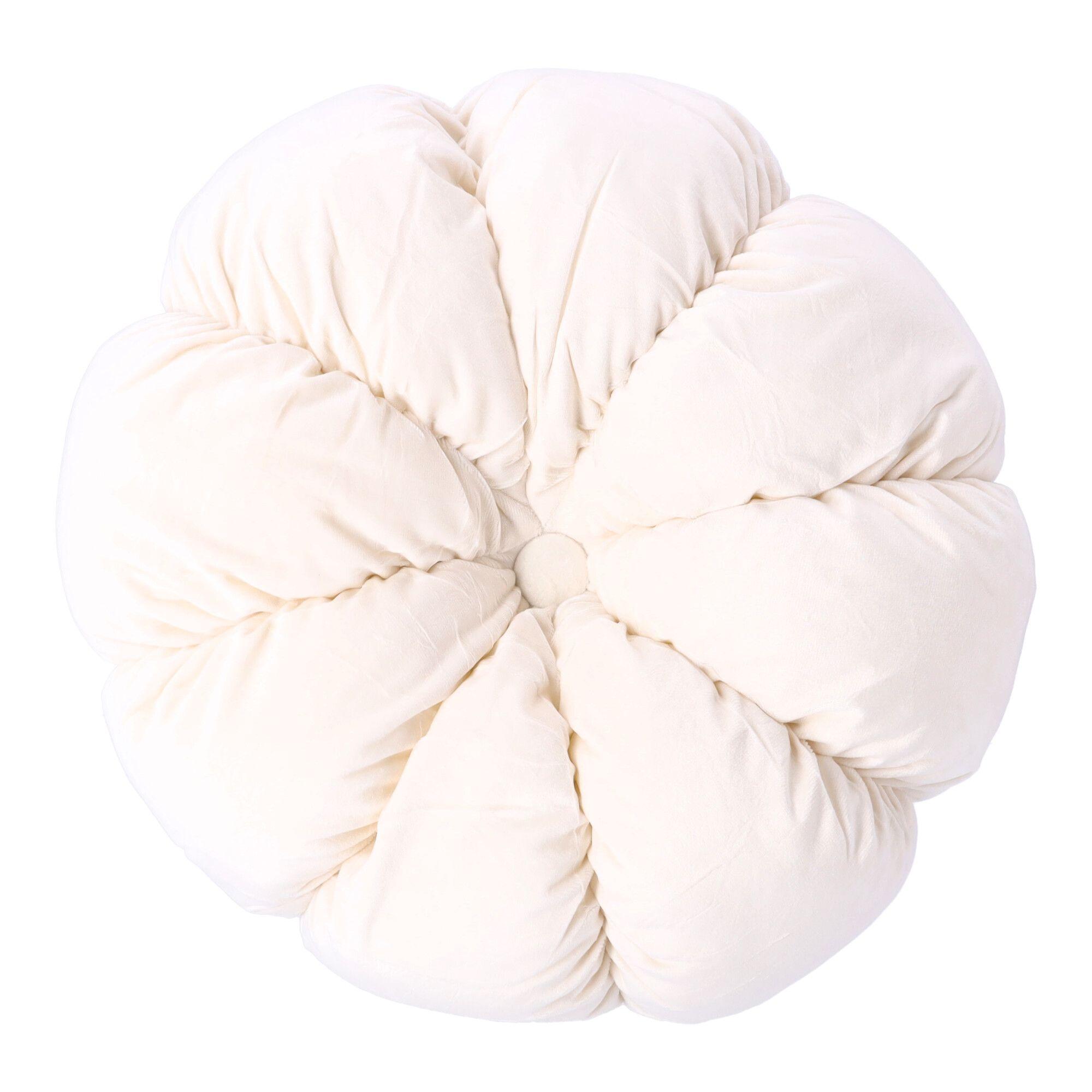 Okrągła poduszka dekoracyjna z guzikiem - biała
