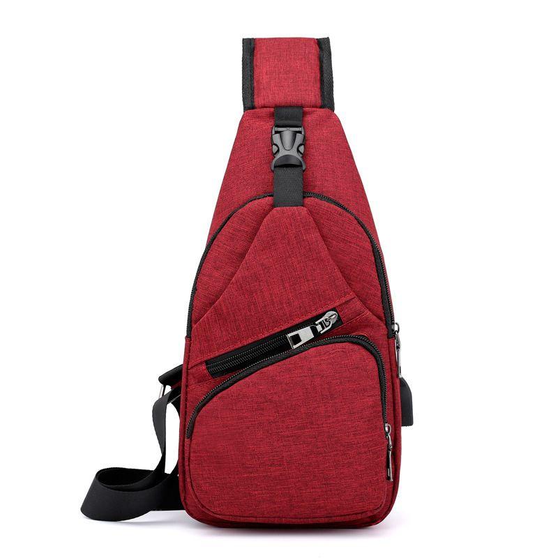 Sportowy plecak na jedno ramię, nerka z USB- czerwony
