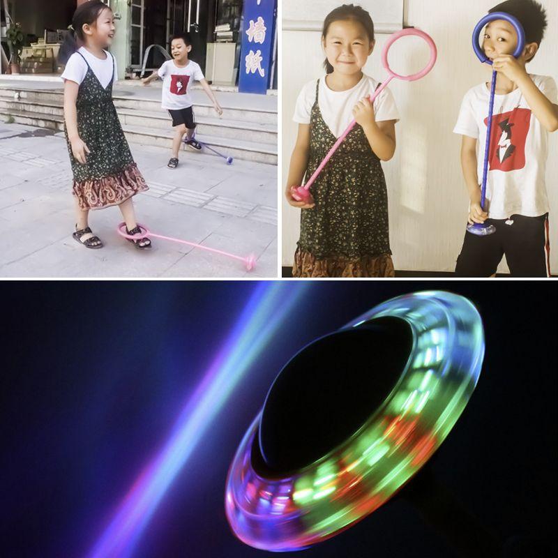 Hula hop skakanka na nogę dla dzieci z Diodami LED, różowa
