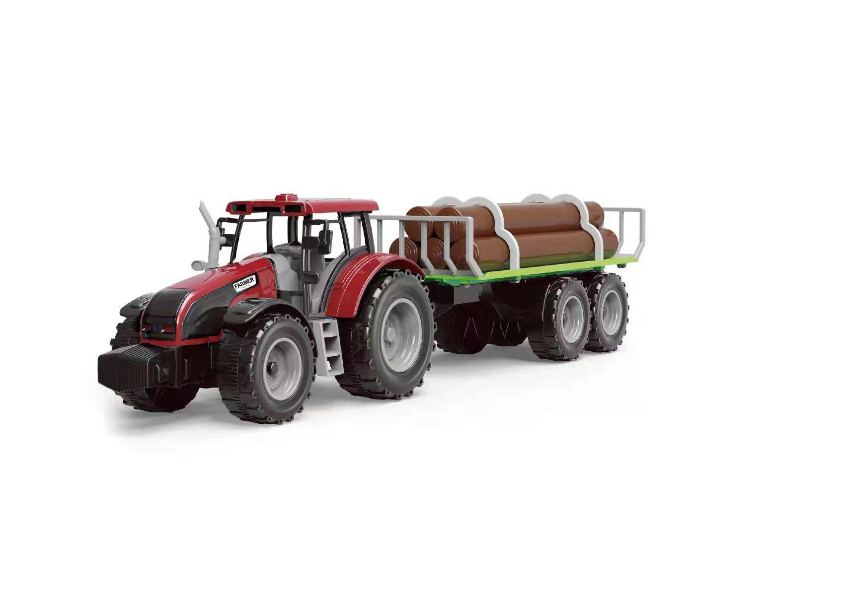 Zestaw farmerski - Zabawka traktor z przyczepką z drewnem