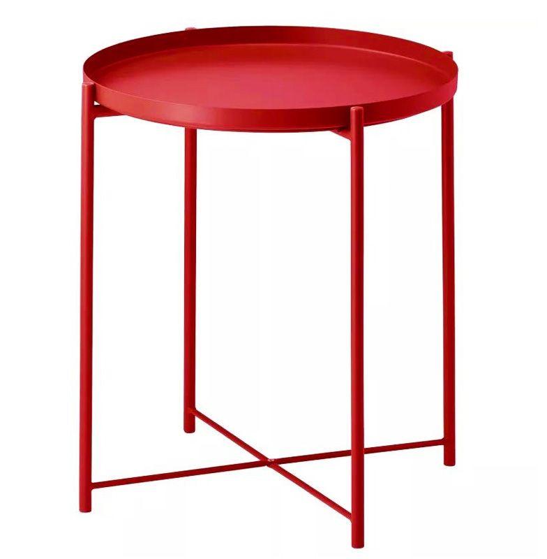 Round metal table Loft style - red