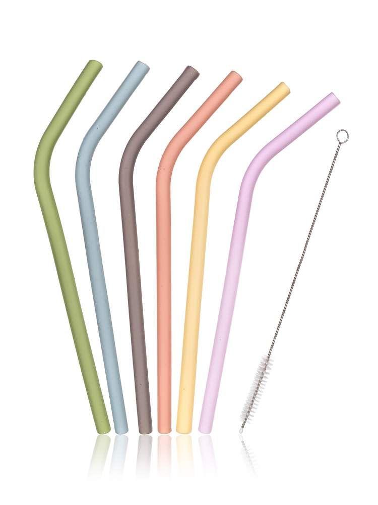 Set of silicone CULINARIA straws 22 cm, 6 + 1, with a brush