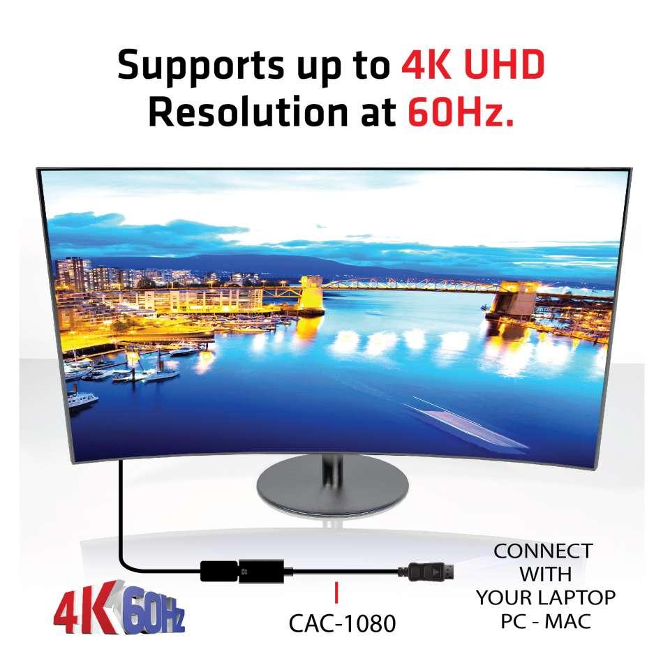 Adapter Club3D CAC-1080 (DisplayPort 1.4 to HDMI 2.0B HDR Adapter Supports 4096X2160@60Hz High Dynamic Range)