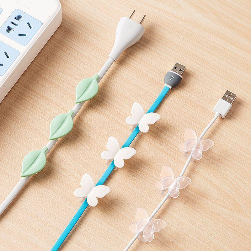 Decorative cable holder 9 pcs. - white butterfly
