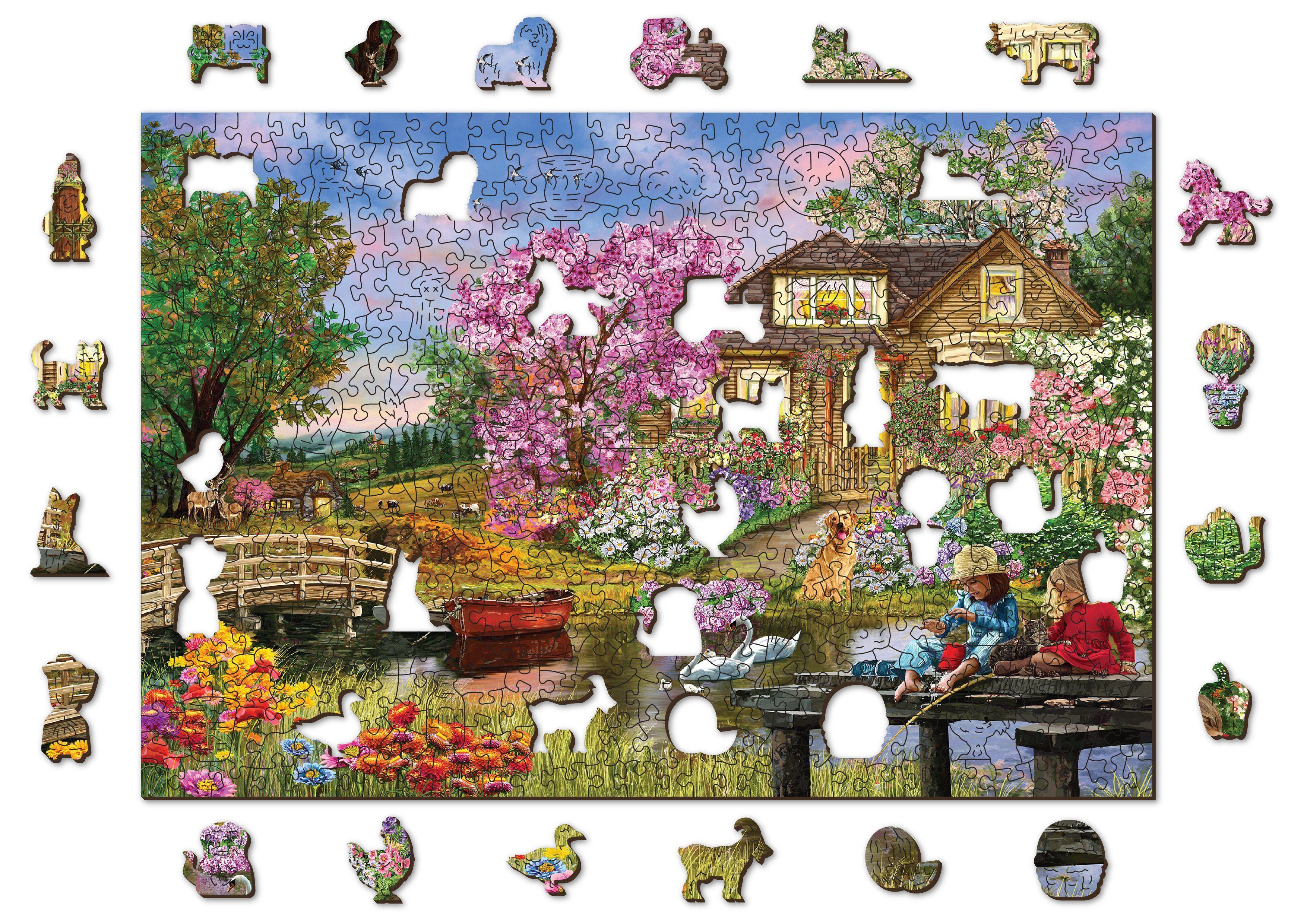 Drewniane Puzzle z figurkami - Wiosenny Domek, 505 elementów
