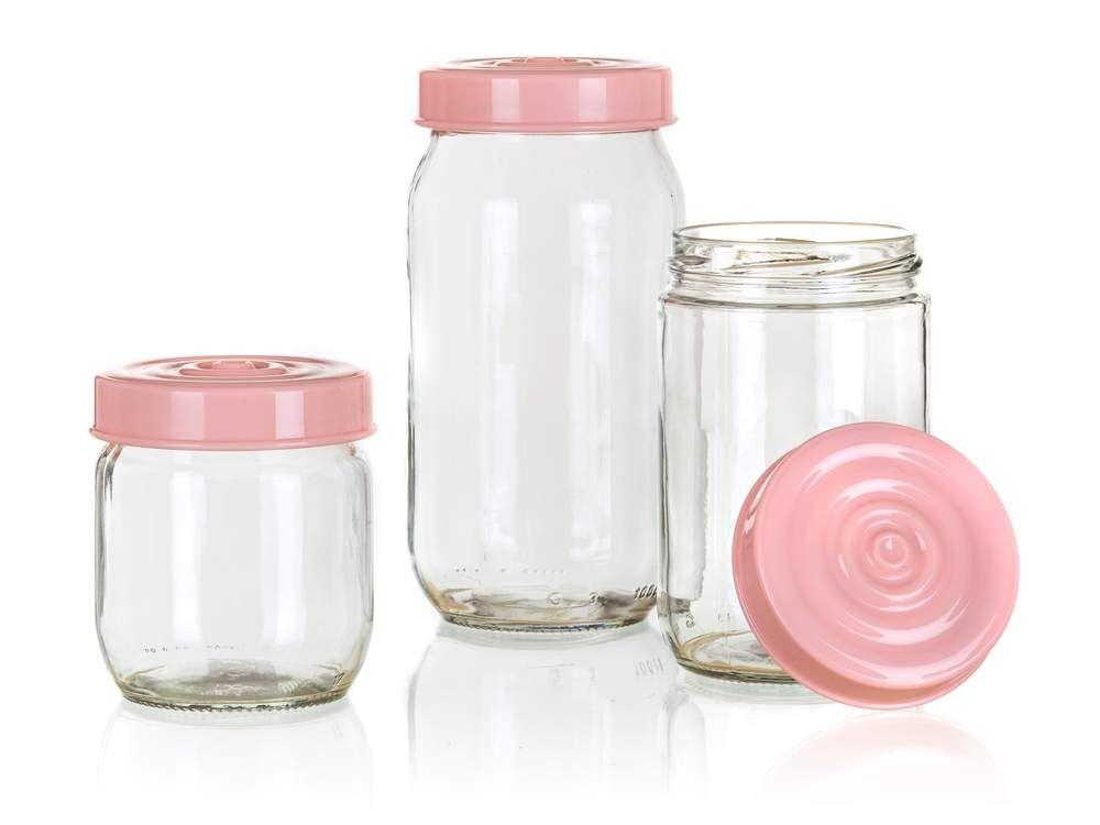 LINZI glass jars 3pcs, pink