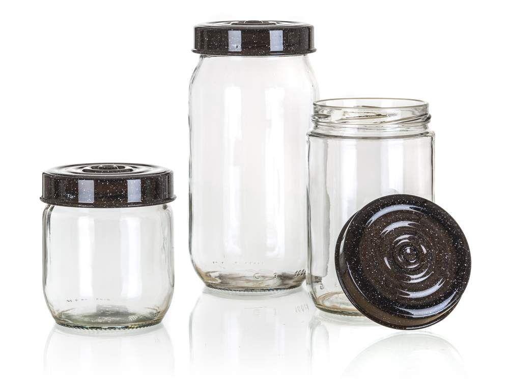 LINZI glass jars 3pcs, granite