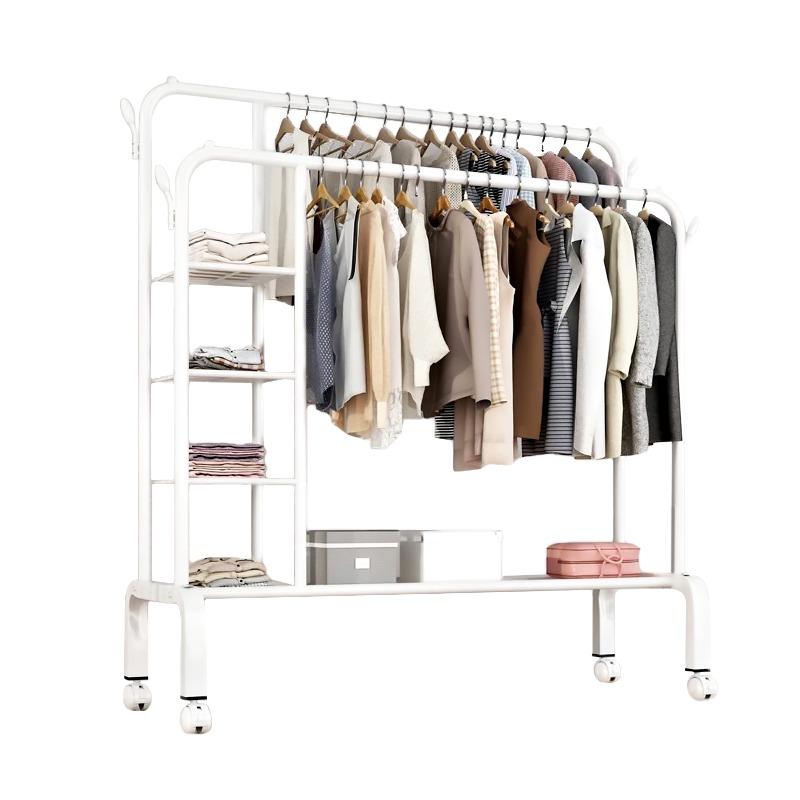 Multifunctional free-standing clothes hanger 133x154cm - white