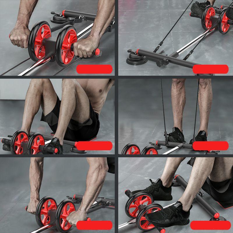 Roller with a base for exercising the abdominal muscles - black