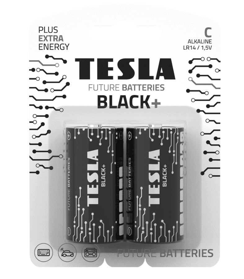 Alkaline battery TESLA BLACK+ LR14 B2 1.5V 2 PCS