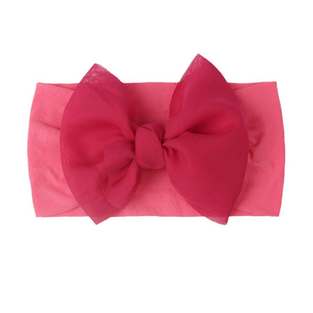 Baby headband with a bow - dark pink, wide