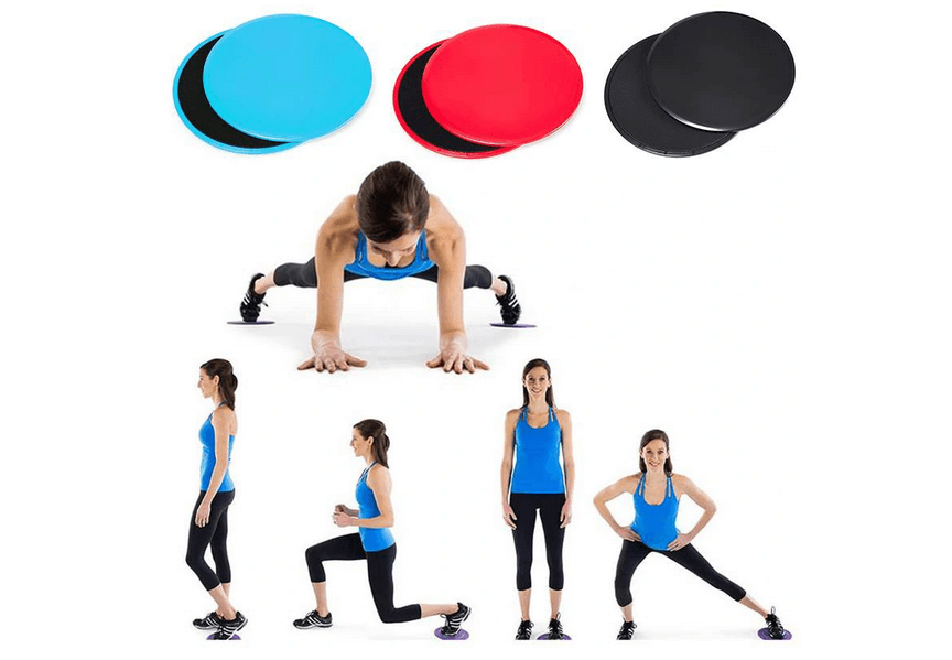 Slip discs + 5 pcs of exercise rubber - red
