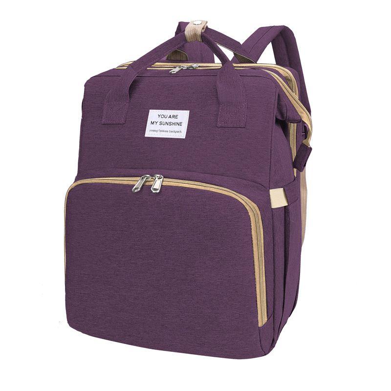 Duży wielofunkcyjny plecak / torba dla mamy z funkcją spania – fioletowy