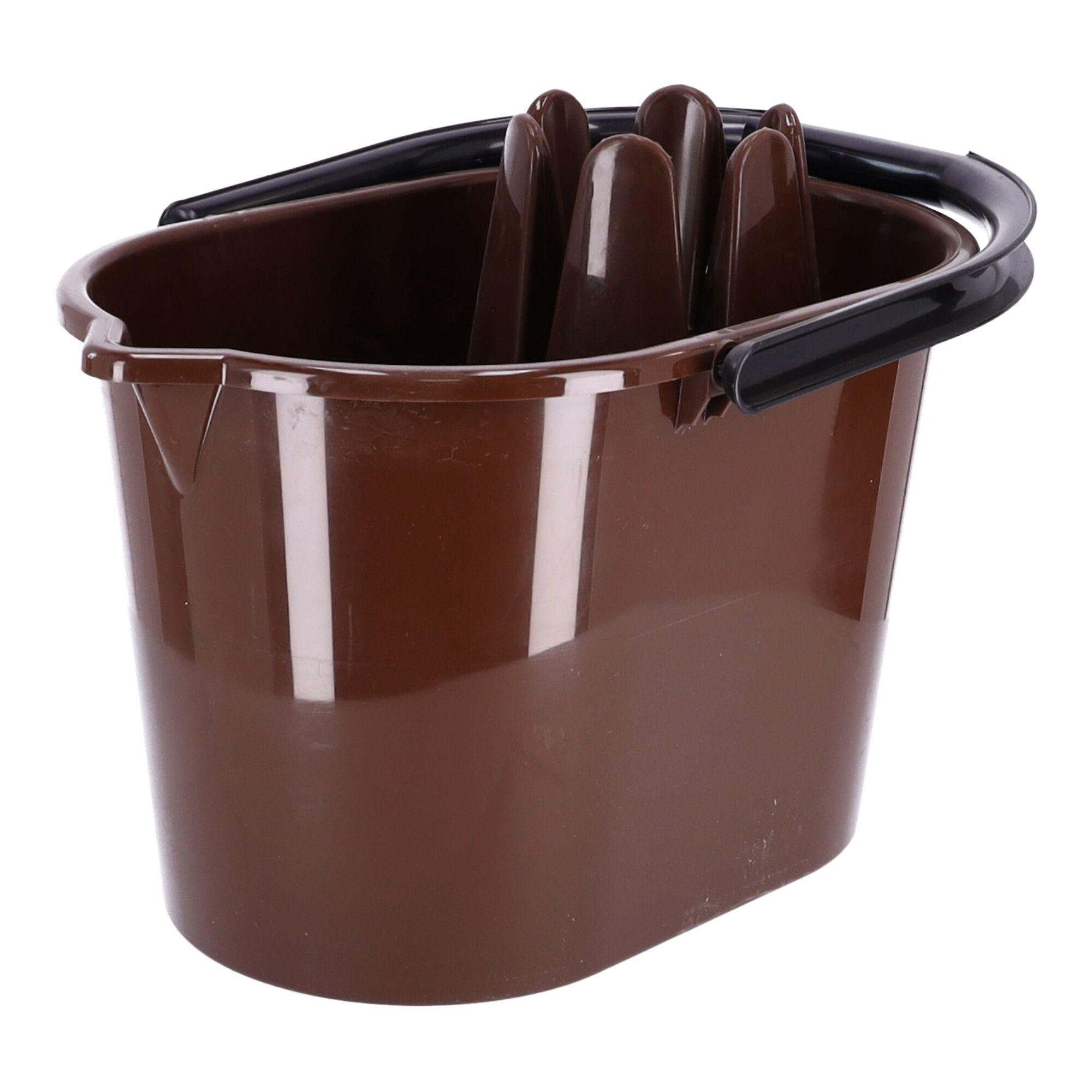 Mop bucket with squeezer, POLISH PRODUCT - brown