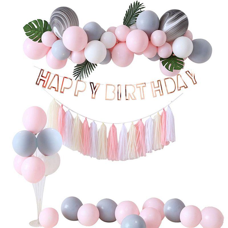 Birthday decoration set - pink gray