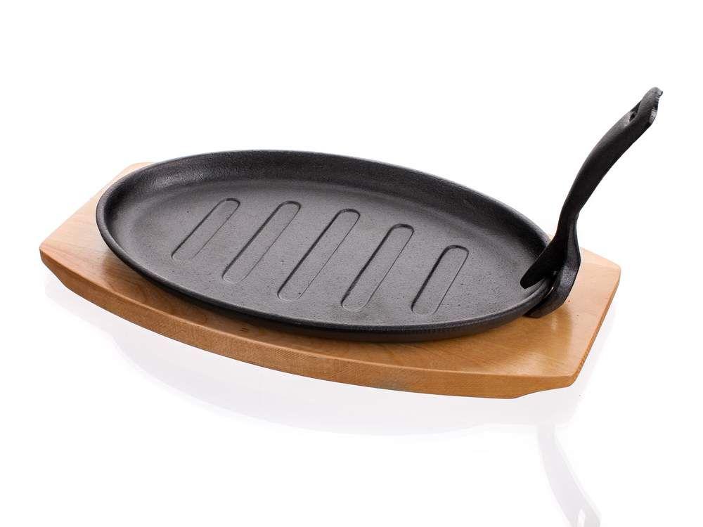 Cast iron frying pan with Grada wooden board 27x17.5cm