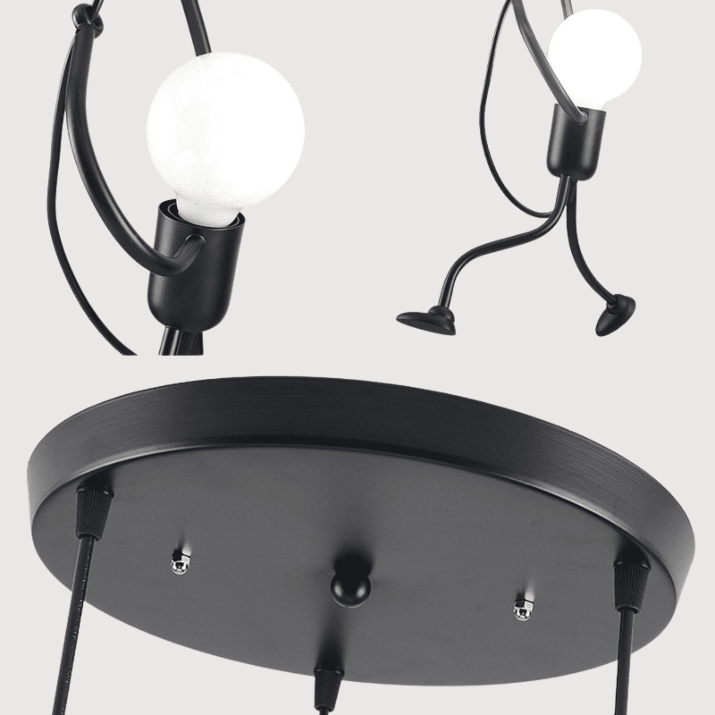 Lampa sufitowa Loft - czarna, ludziki Humanoid LED typ.III