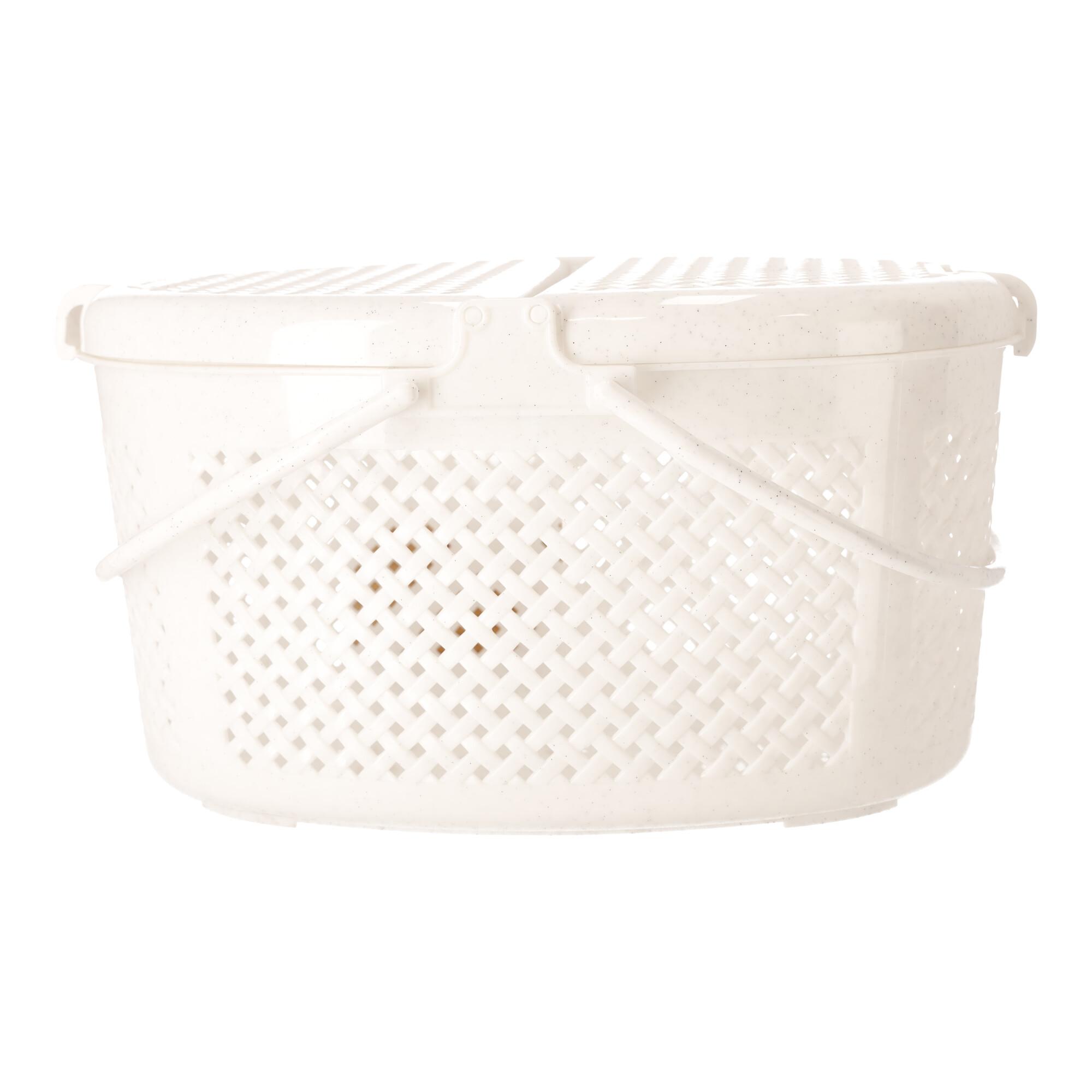 Closable oval picnic basket white, POLISH PRODUCT