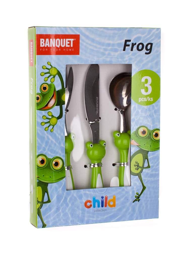 Zestaw sztućców dla dzieci 3-częściowy - żaba