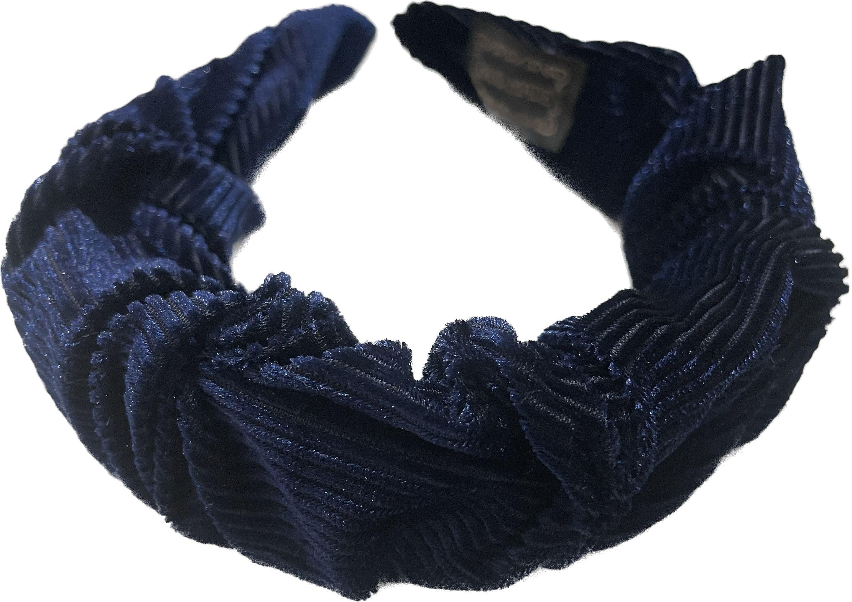 Velor hairband with ruffles BLING - dark blue