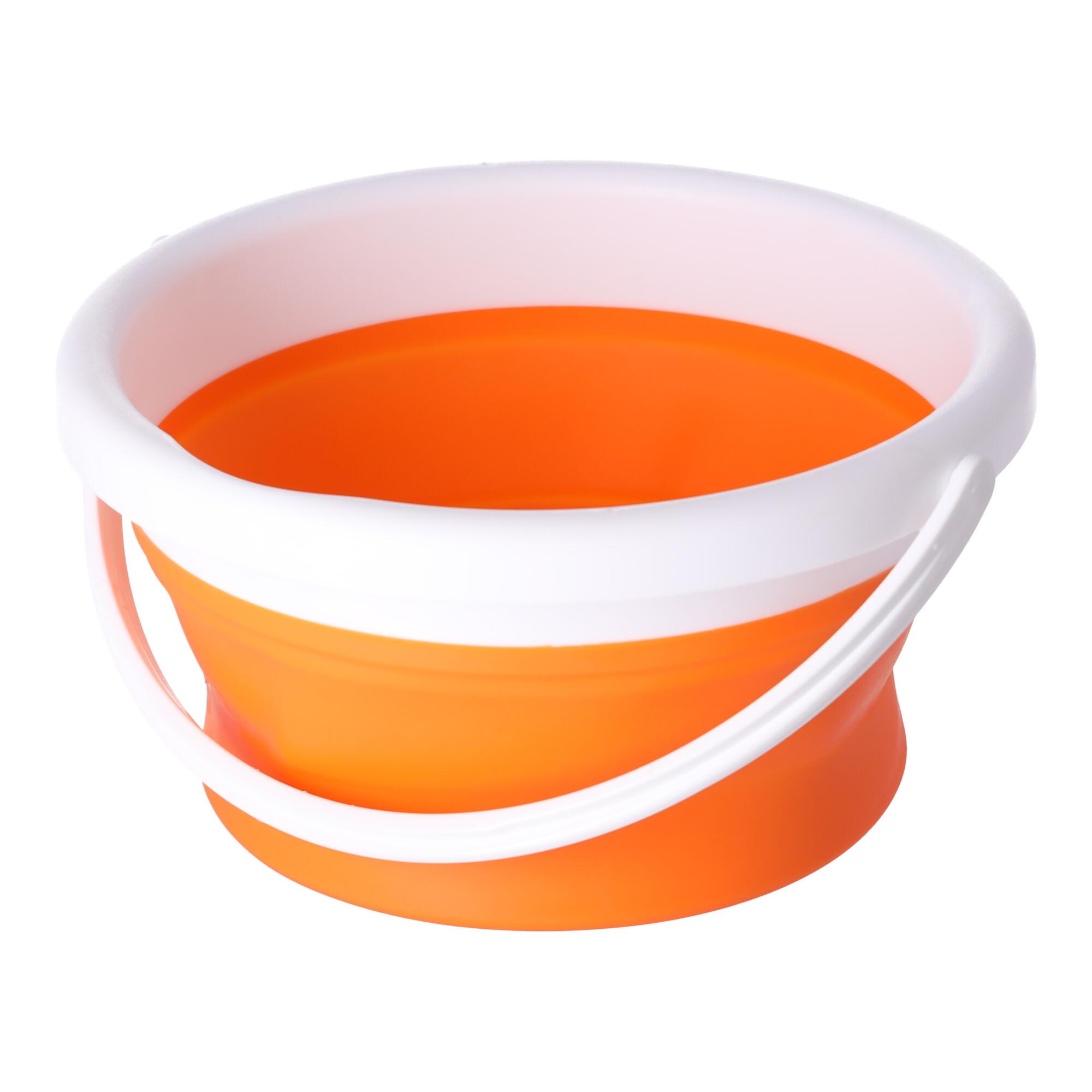 Silicone bucket 5L foldable - orange and white