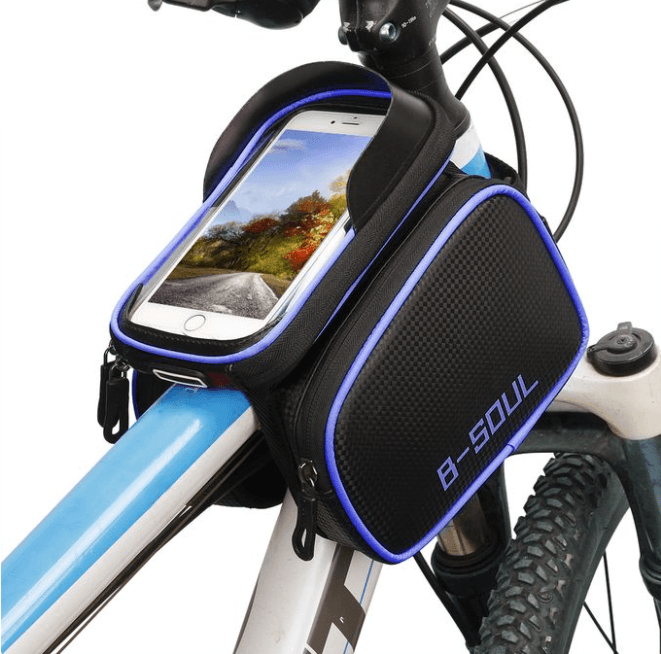 Torba rowerowa z etui na telefon/ Sakwa rowerowa B-SOUL — niebieska