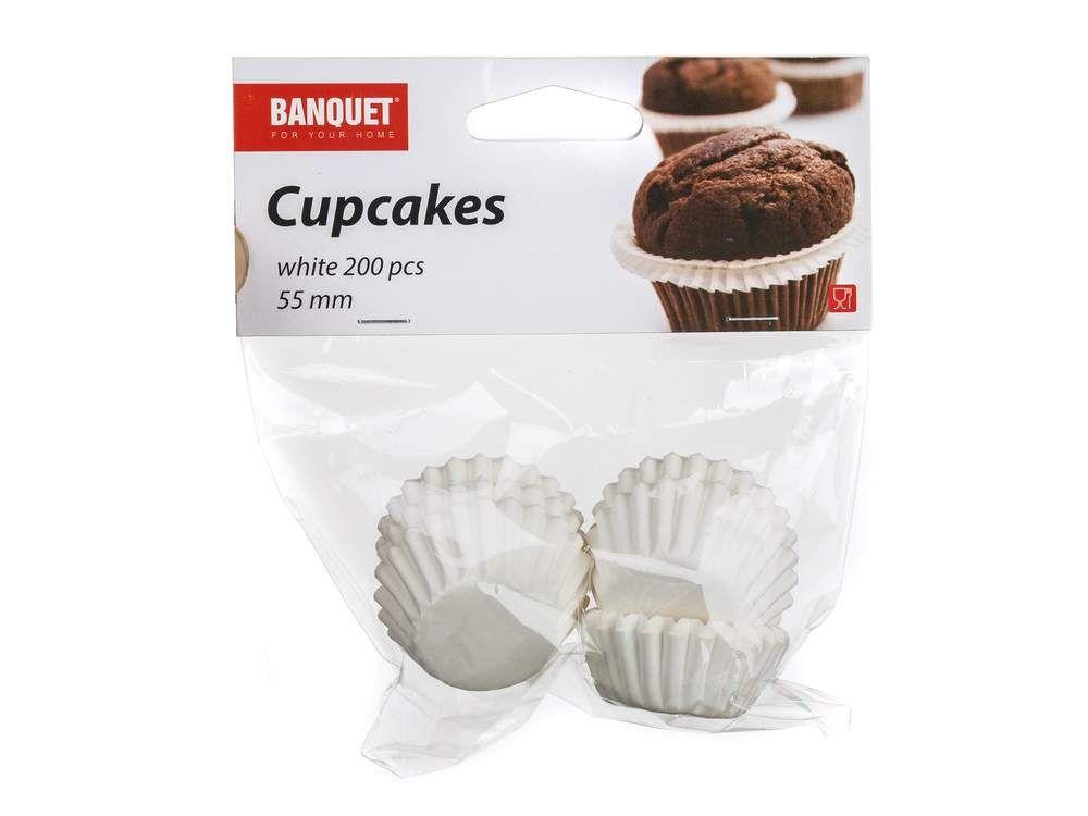 Papierowe muffinki białe 200szt BANQUET