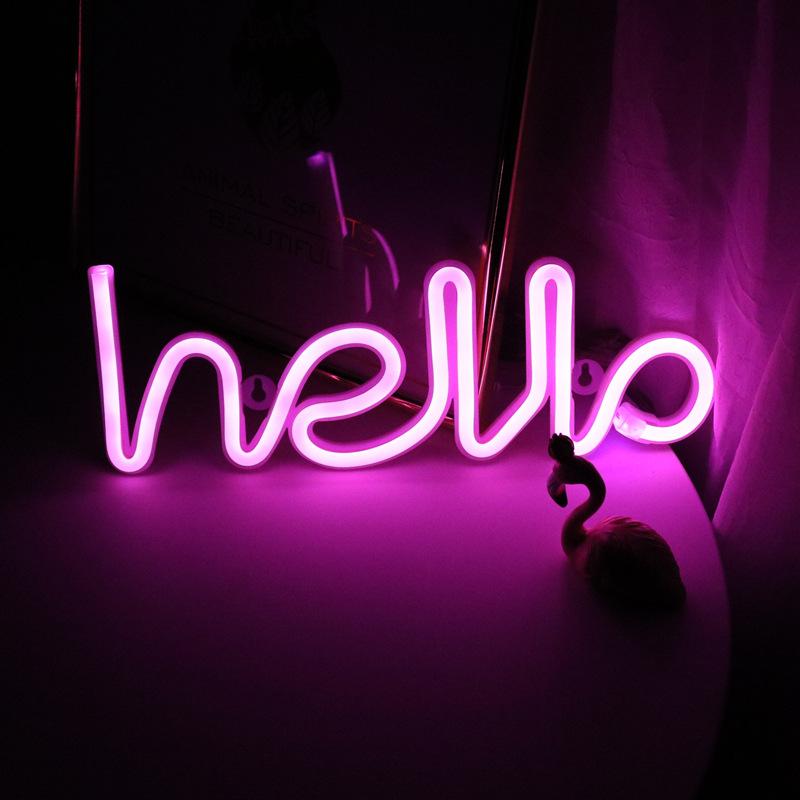 Dekoracyjna lampka neonowa LED- hello 2