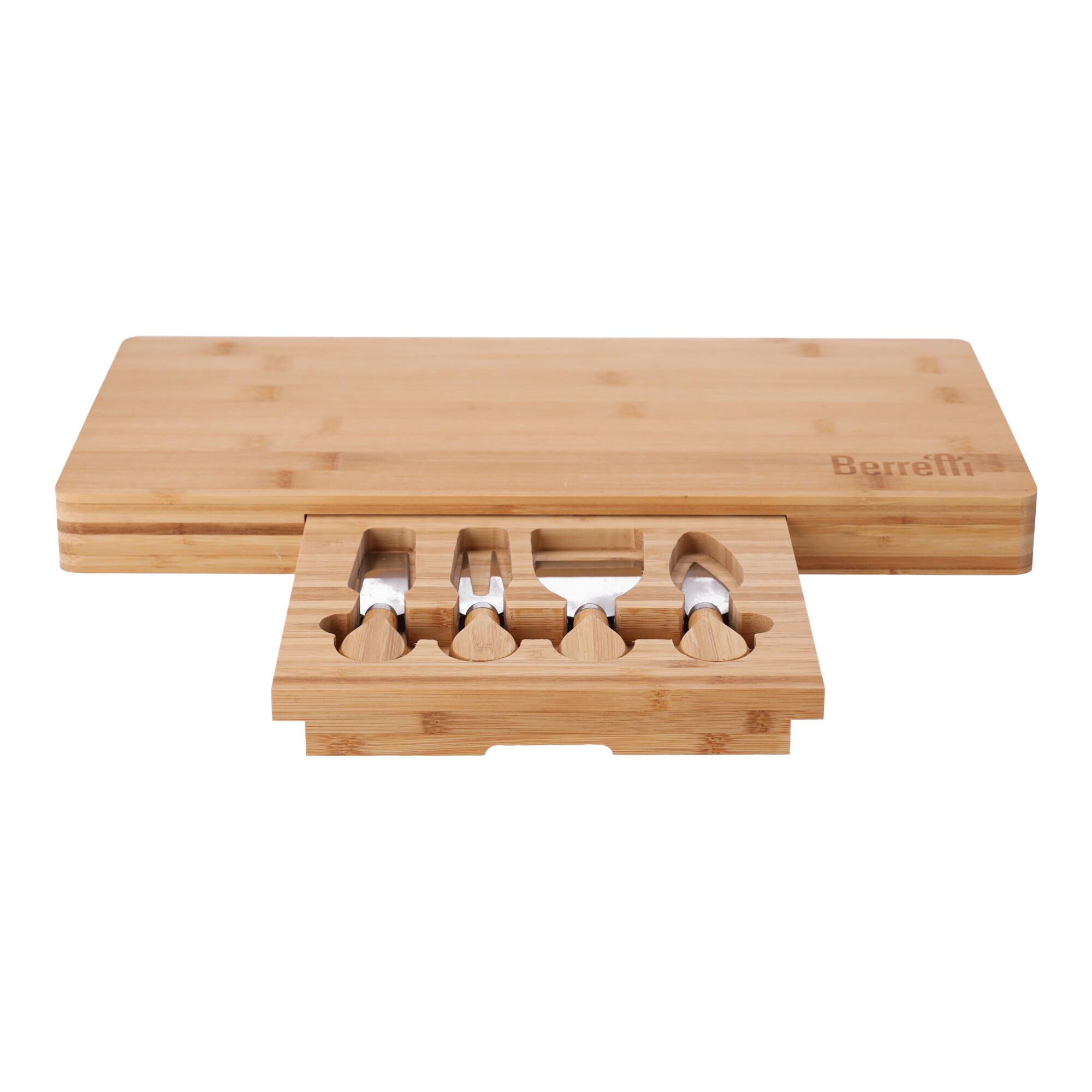 Bambusowa deska do serwowania serów z nożami BERRETTI, rozm. 45.5x22x4 cm