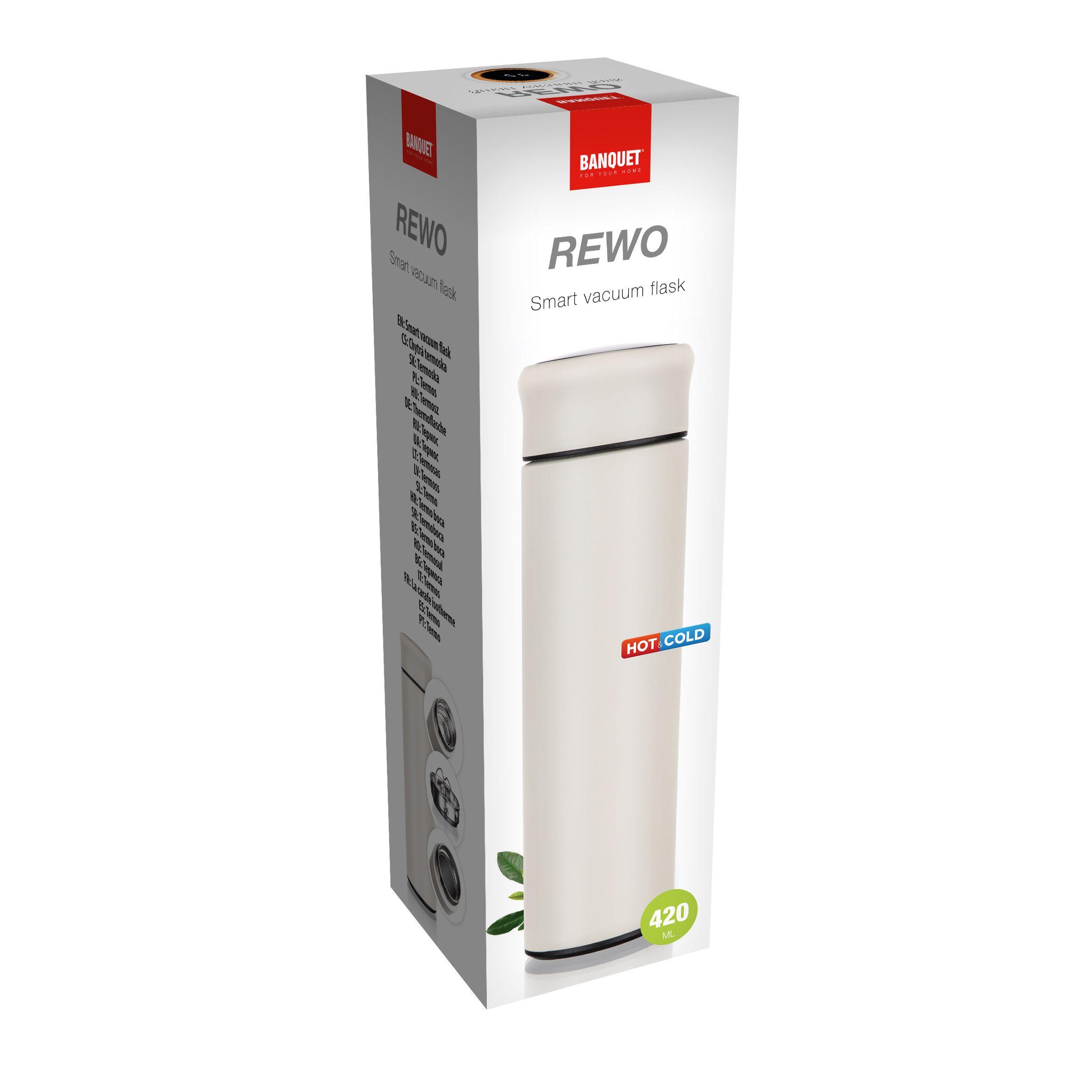 REWO 420 ml smart thermos, beige