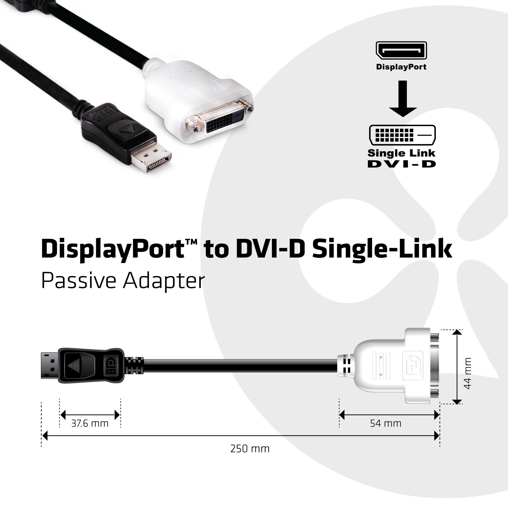Adapter Club3D CAC-1000 (DisplayPort to DVI-D)