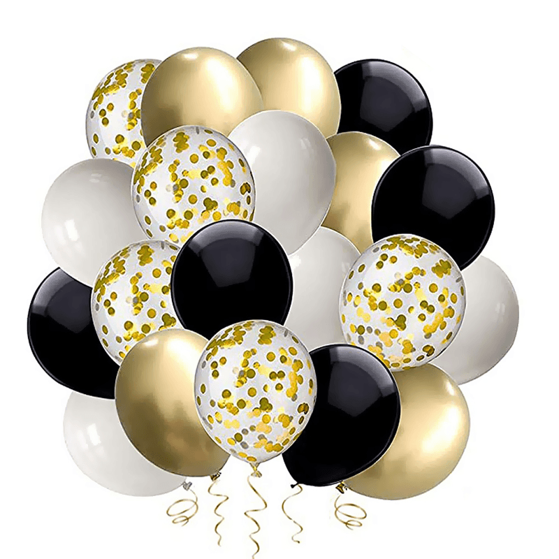Set of 50 pcs gold and black balloons