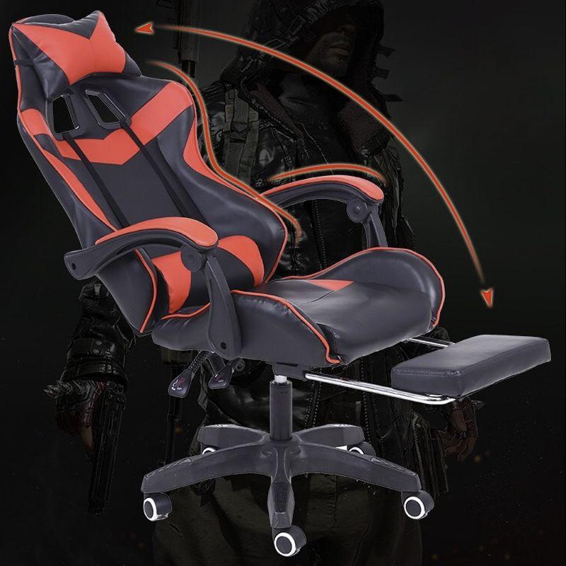 Computer / gaming chair with a footrest - black and white