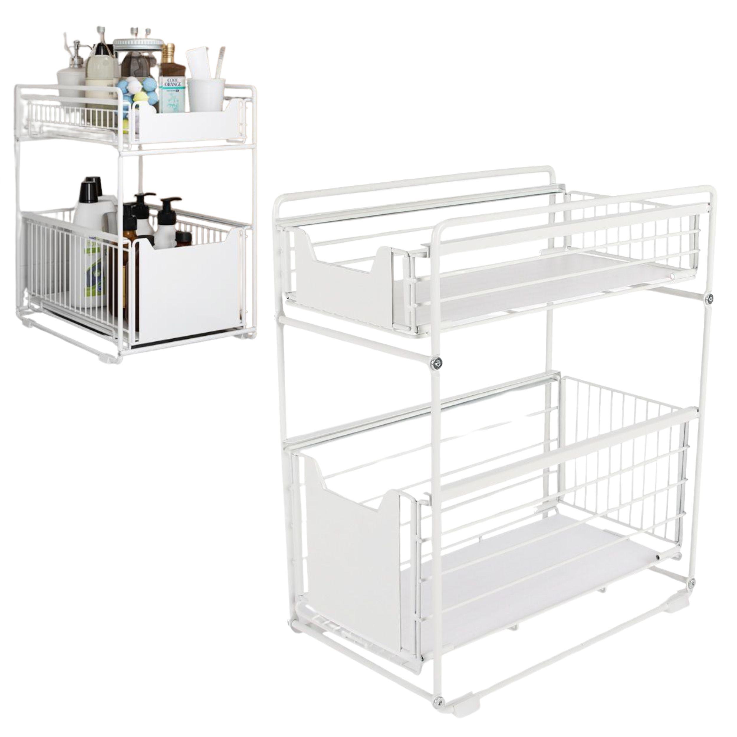 Kitchen organizer with two spacious shelves - white
