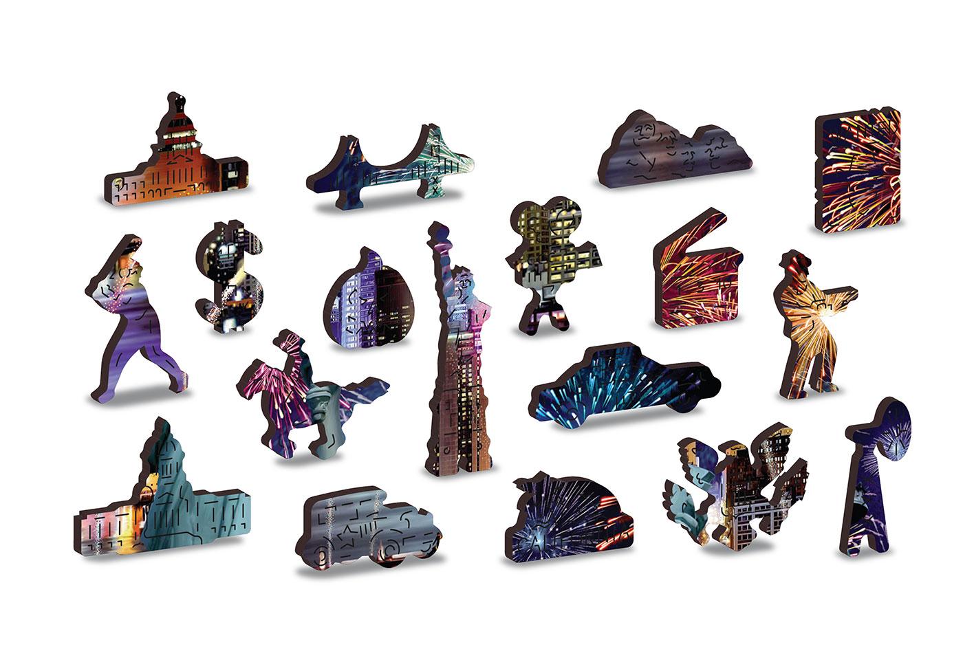 Drewniane Puzzle z figurkami – Nowy Jork nocą rozm. XL, 1000 elementów