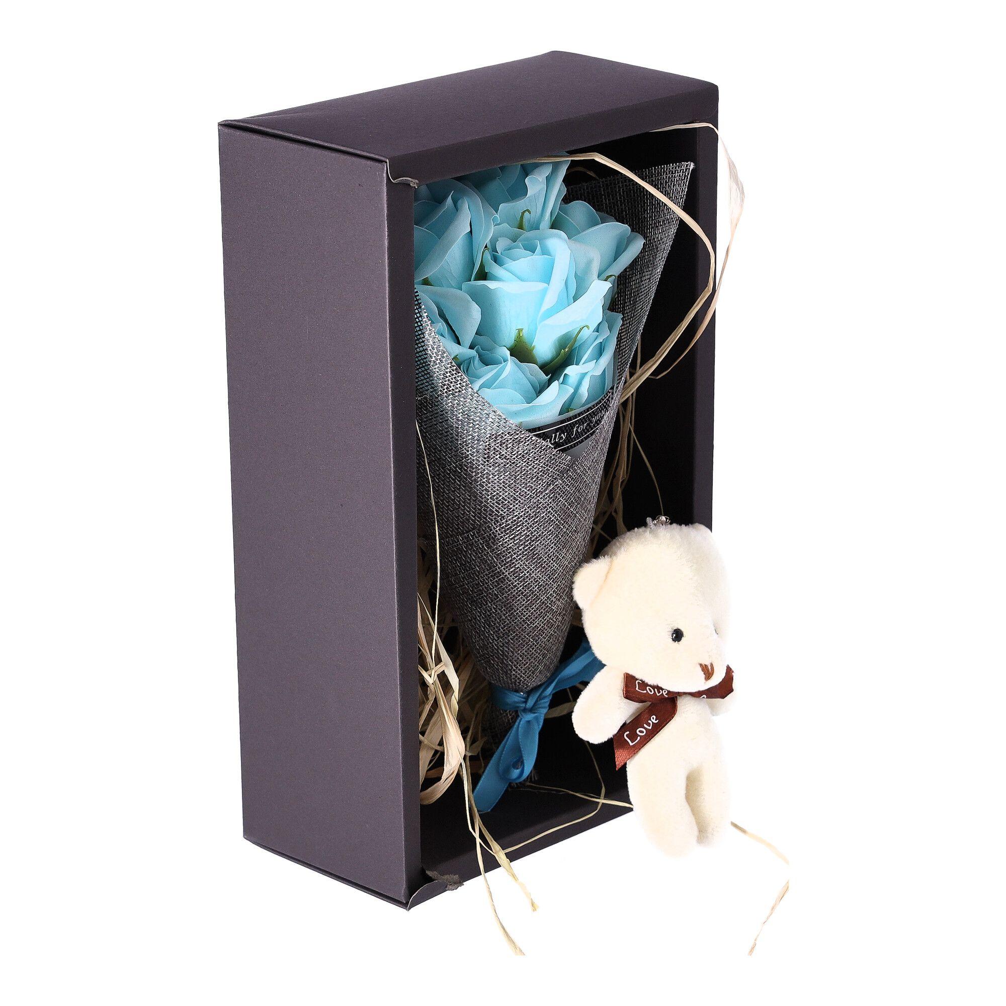 Box of soap roses - blue
