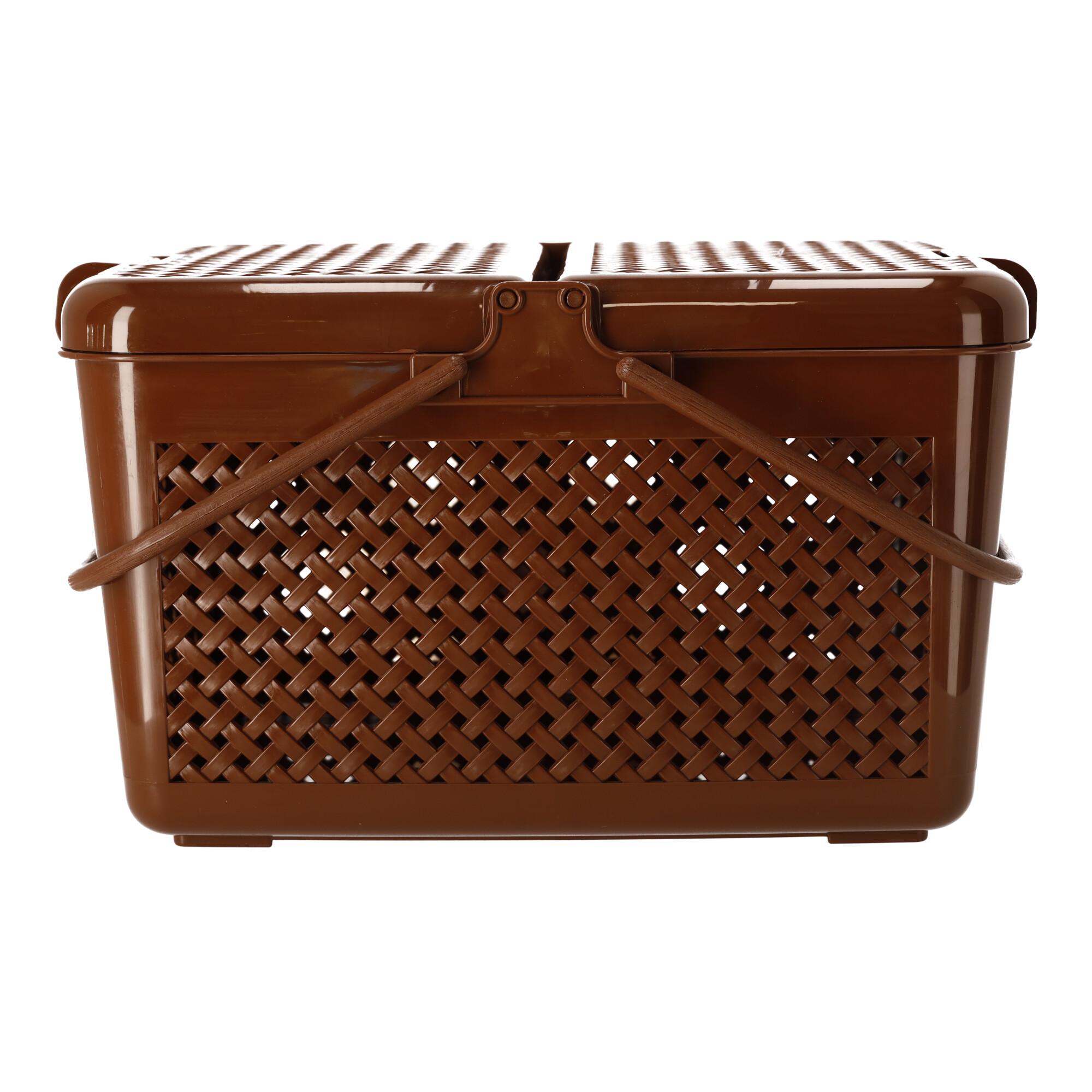 Rectangular picnic basket lockable brown, POLISH PRODUCT
