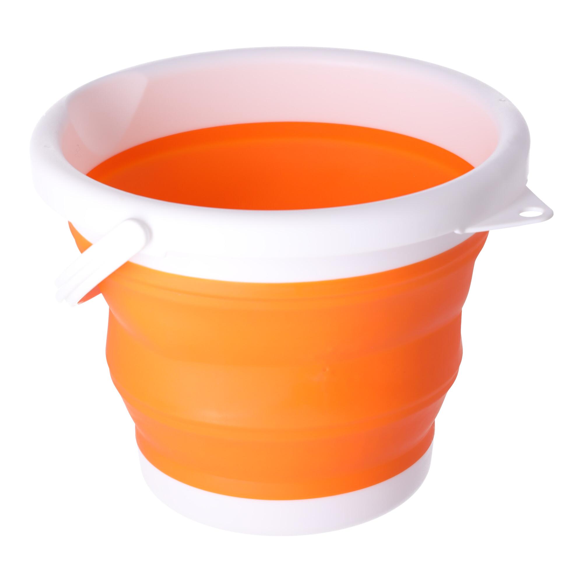 Silicone bucket 5L foldable - orange and white