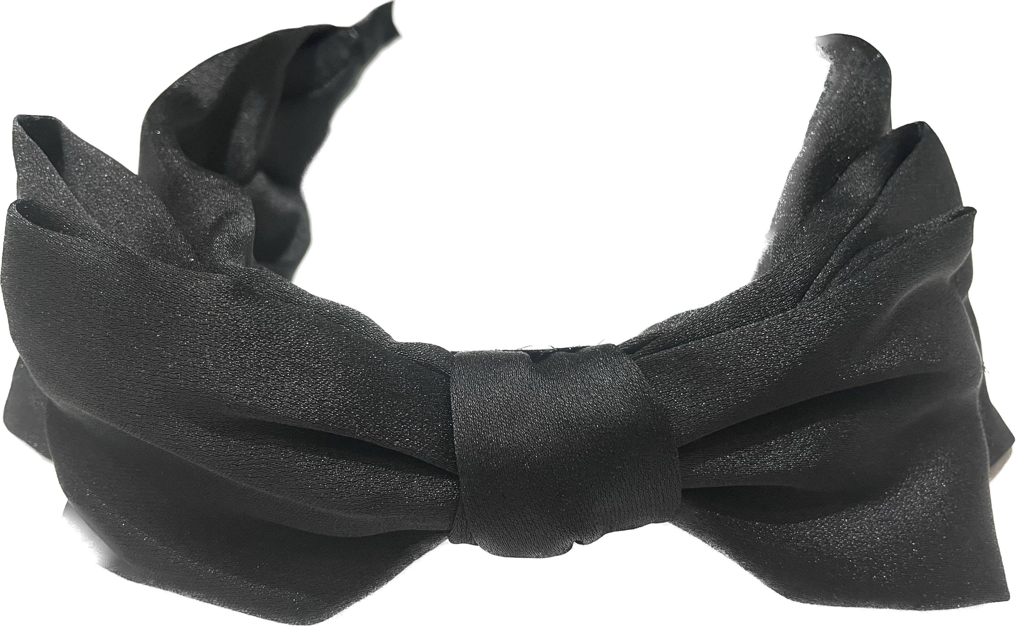 Hair band with a decorative large double BLING bow - black