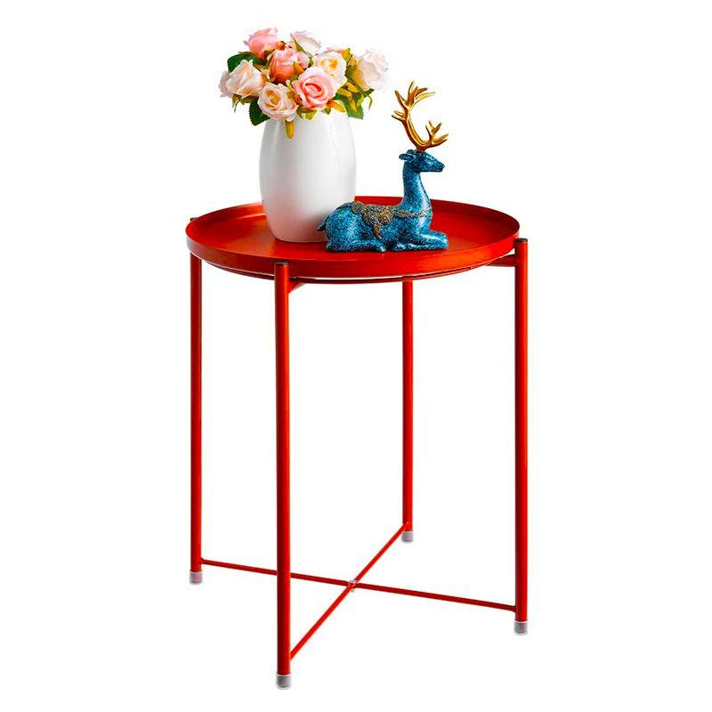 Round metal table Loft style - red