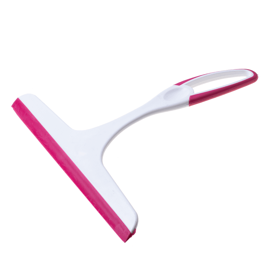 Window squeegee, silicone rubber with handle - pink