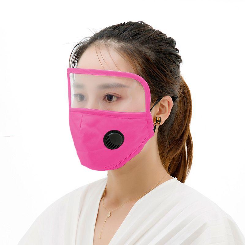 Cotton face mask with eye shield - pink